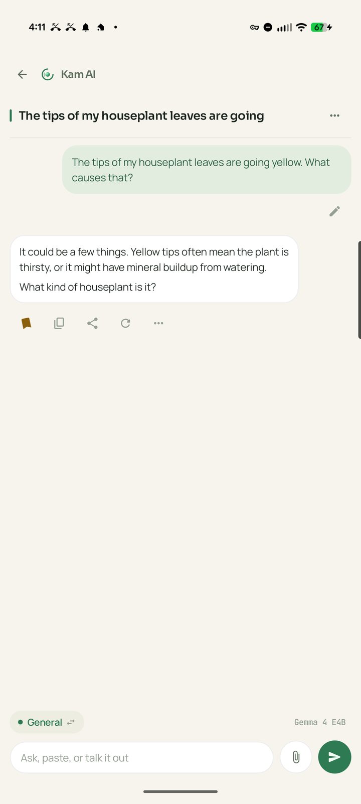 Chat mode in the light theme