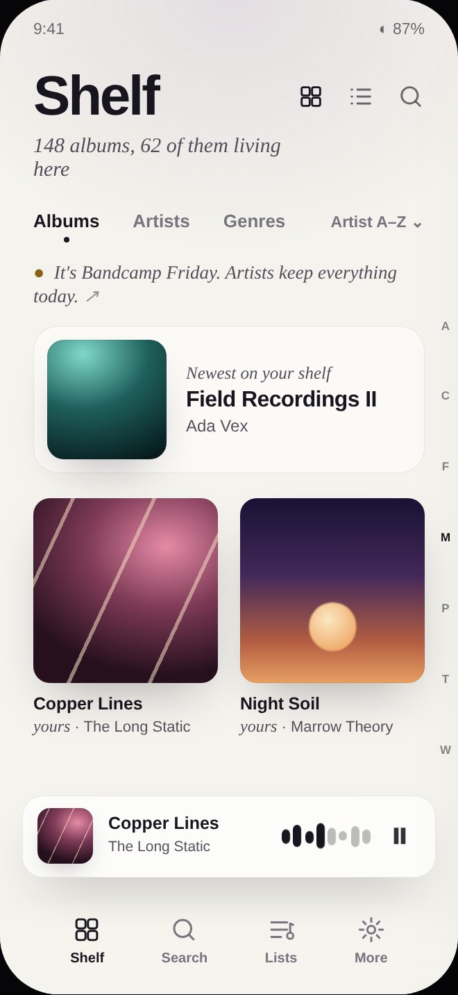 The shelf on Bandcamp Friday